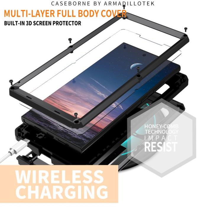 R-JUST - R-JUST Mobilskal till Galaxy S24 Ultra PC+Silicone+Metal Svart