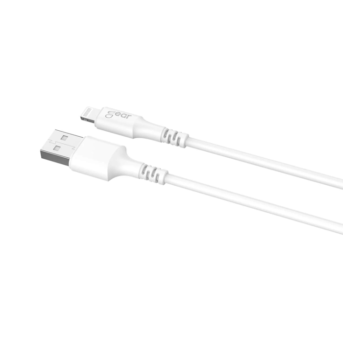 GEAR - GEAR USB-A till Lightning kabel 2m Vit MFI Rund kabel