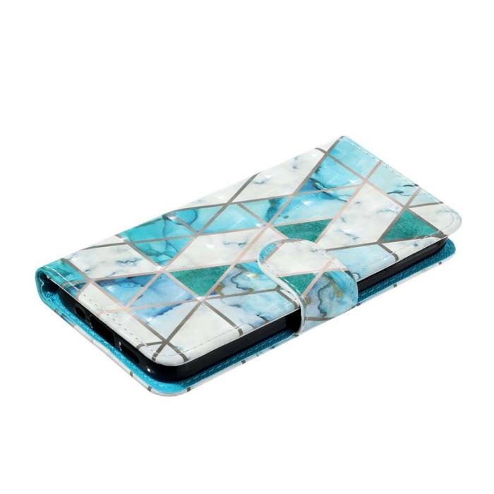 OEM - Plånboksfodral för Samsung Galaxy S26 3D-mönster Konstläder - Grön Marmor