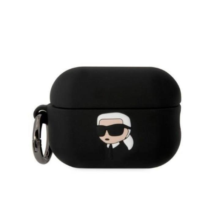 KARL LAGERFELD - Karl Lagerfeld AirPods Pro 2 Skal Silicone Karl Head 3D - Svart