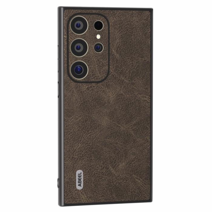 ABEEL - ABEEL Mobilskal till Samsung Galaxy S24 Ultra PU+PC+TPU Litchi Khaki