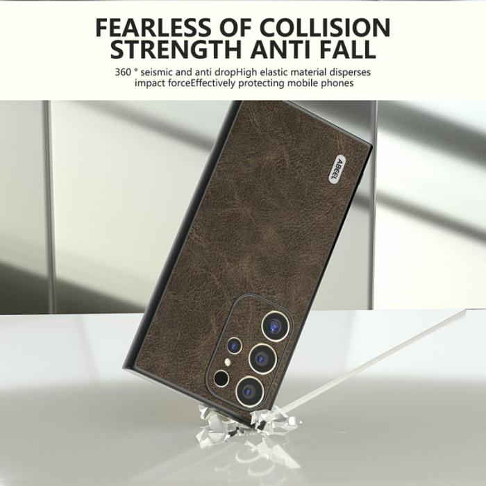 ABEEL - ABEEL Mobilskal till Samsung Galaxy S24 Ultra PU+PC+TPU Litchi Khaki