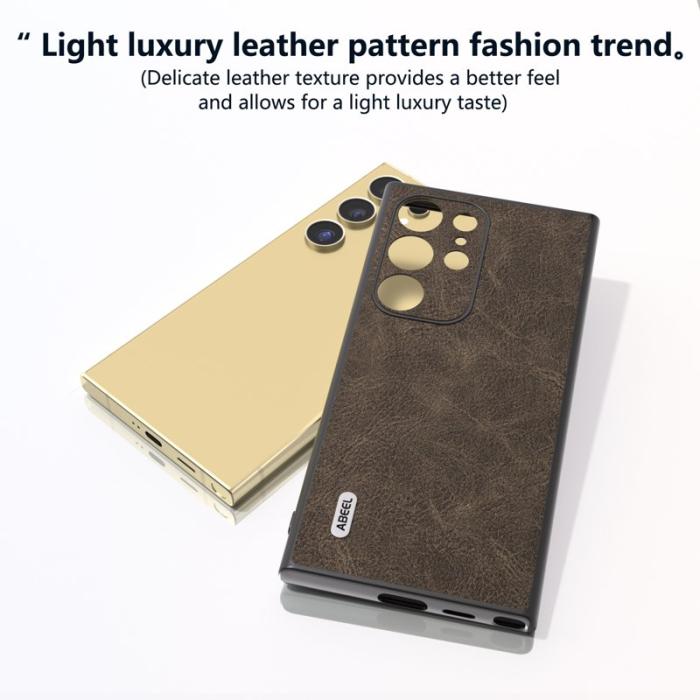 ABEEL - ABEEL Mobilskal till Samsung Galaxy S24 Ultra PU+PC+TPU Litchi Khaki