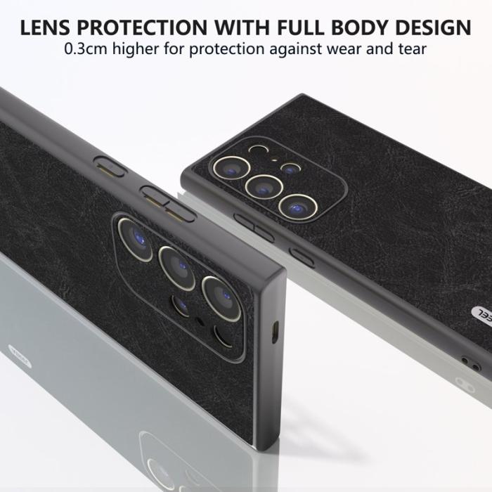 ABEEL - ABEEL Mobilskal till Samsung Galaxy S24 Ultra PU+PC+TPU Litchi Svart