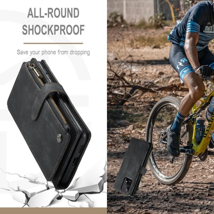 Caseme - CASEME Konstläder Plånboksfodral för Samsung Galaxy A53 5G med rem - Svart