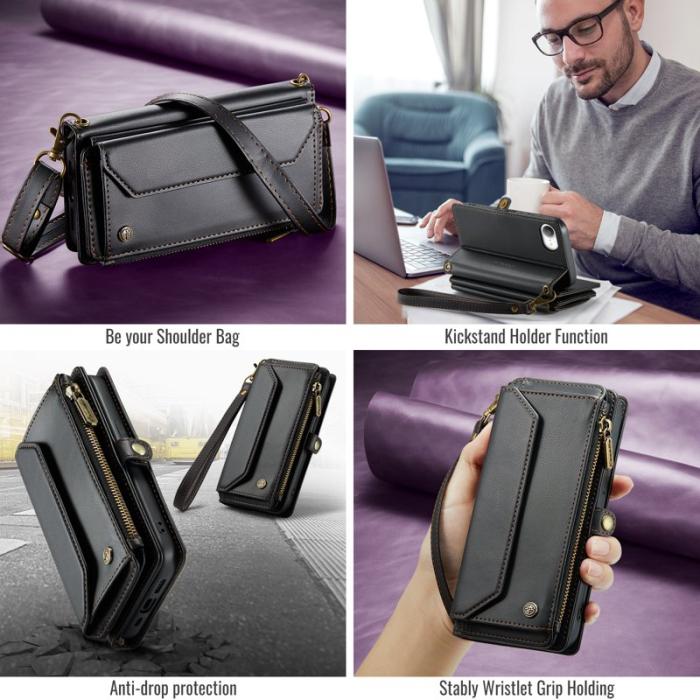 Caseme - CASEME Plånboksfodral Konstläder till iPhone 16e med kortfack - Svart