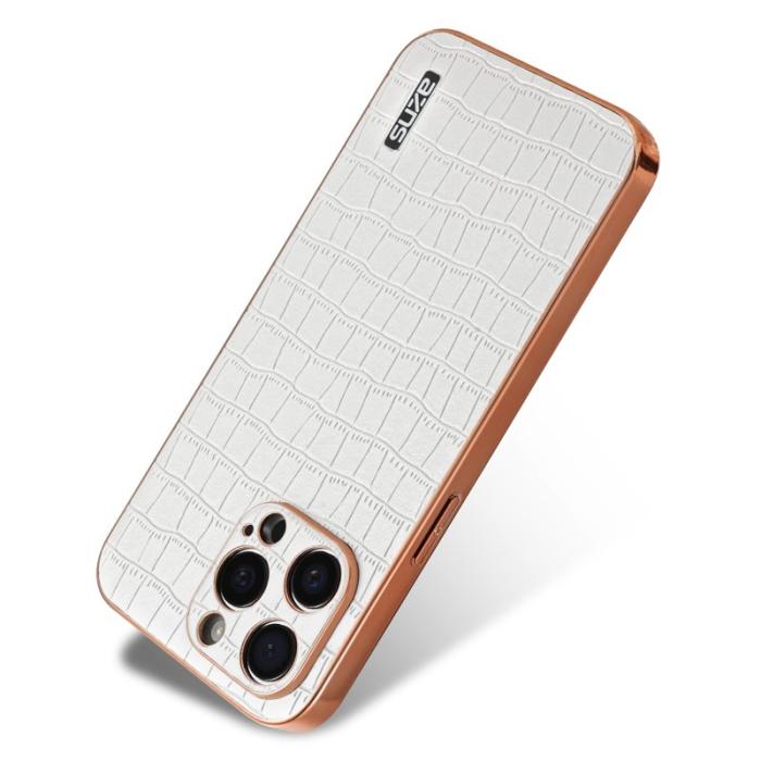 AZNS - AZNS iPhone 13 Pro Fodral KonstLäder - Krokodilstruktur - Vit