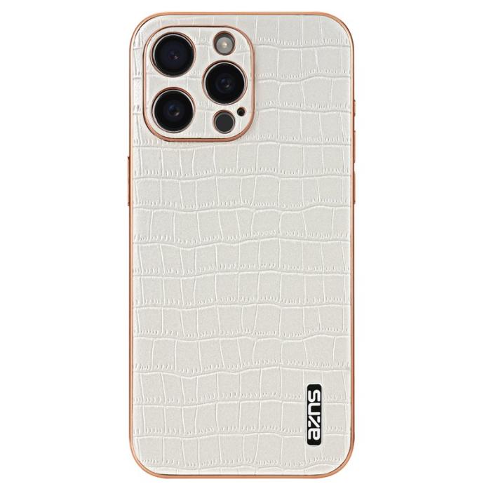 AZNS - AZNS iPhone 13 Pro Fodral KonstLäder - Krokodilstruktur - Vit