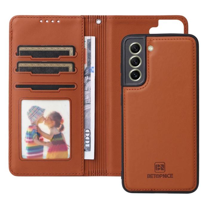 BETOPNICE - BETOPNICE Samsung Galaxy S21 FE 5G Plånboksfodral - Detachable Konstläder - Brun