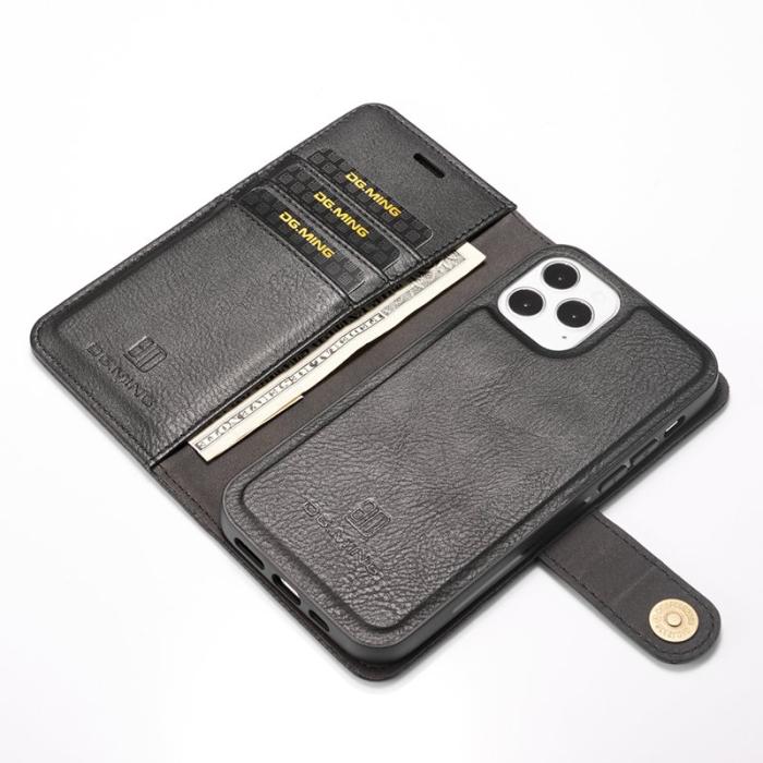 DG.MING - DG.MING iPhone 13 Pro Plånboksfodral Drop-resistant Äkta läder Svart