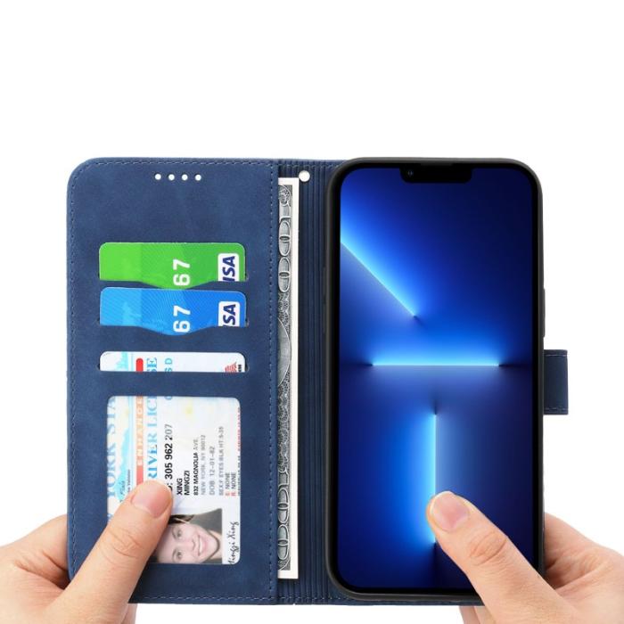 DIERFENG - DIERFENG DF-03 Plånboksfodral för iPhone 13 Pro - Konstläder - Blå