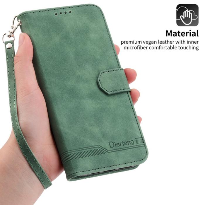DIERFENG - DIERFENG DF-03 Plånboksfodral för iPhone 13 Pro - Konstläder - Grön