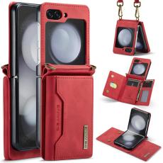 DG.MING - DG.MING Samsung Galaxy Z Flip7 FE Konstl&auml;der Pl&aring;nboksfodral R&ouml;d