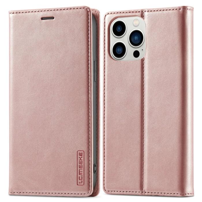 LC.imeeke - LC.IMEEKE iPhone 14 Pro Max Plånboksfodral Konstläder - Rosa