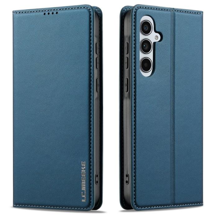 LC.imeeke - LC.IMEEKE L1 Series Samsung Galaxy S24 FE Plånboksfodral Konstläder - Blå