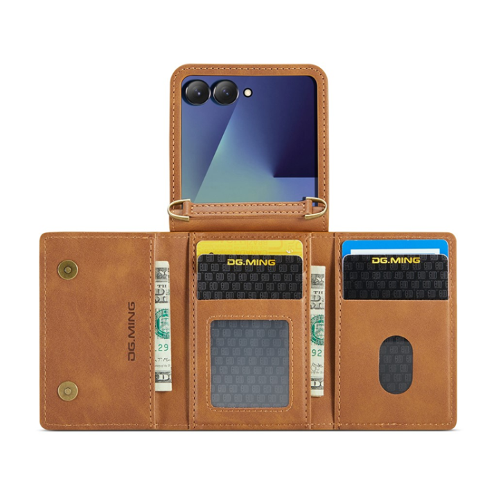 DG.MING - DG.MING Galaxy Z Flip 7 Mobilskal RFID Blocking M5 - Brun