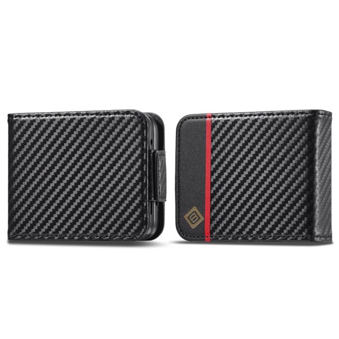 LC.imeeke - LC.IMEEKE Samsung Galaxy Z Flip4 Plånboksfodral Konstläder - Svart