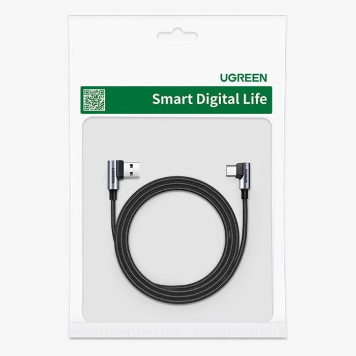 Ugreen - Ugreen 90° Angled USB-C till USB-A kabel 3m - Svart