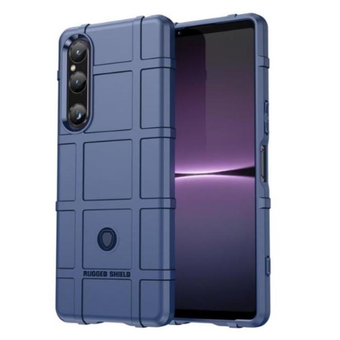 A-One Brand - Sony Xperia 1 V Mobilskal Rugged Square Grid - Blå