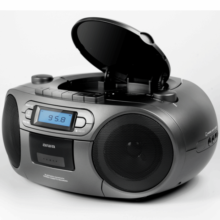 AIWA - AIWA Kassettradio CD/FM-Radio/Kassettband/USB/BT - Mörkgrå