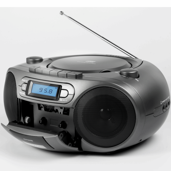 AIWA - AIWA Kassettradio CD/FM-Radio/Kassettband/USB/BT - Mörkgrå