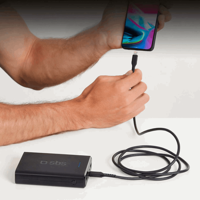 SBS - SBS USB-C - Lightning Kabel 1m - Svart