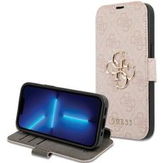 Guess - Guess iPhone 15/14/13 Pl&aring;nboksfodral Metall Logo - Rosa