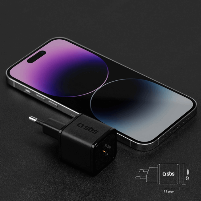 SBS - SBS Snabbladdare 20W GaN USB-C med Power Delivery - Svart
