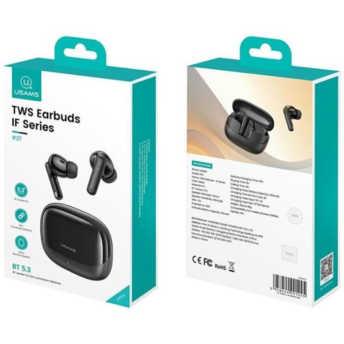USAMS - USAMS TWS In-Ear Hörlurar Bluetooth IF27 - Svart
