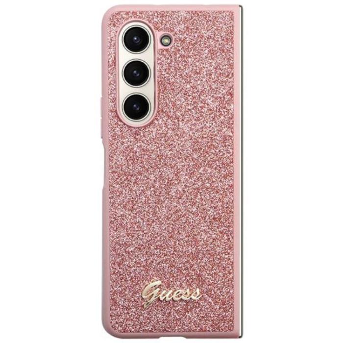 Guess - Guess Galaxy Z Fold 5 Mobilskal Läder Triangle Strass - Rosa