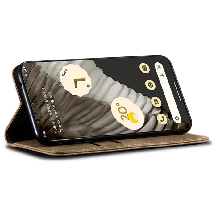 Taltech - Google Pixel 7A Plånboksfodral Texturerat - Brun