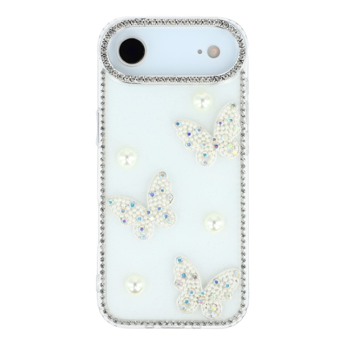 A-One Brand - iPhone Air Mobilskal Rhinestone Edge Pearl Butterfly
