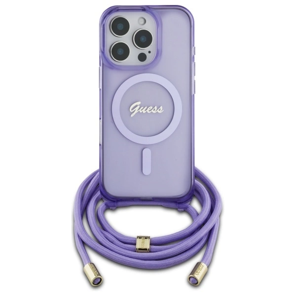 Guess iPhone 16 Pro Max Mobilskal MagSafe Crossbody Cord Script - Lila | 2353 | AlltMobil