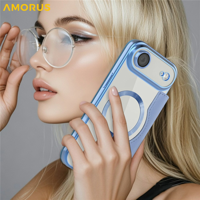 Amorus - AMORUS iPhone Air Plånboksfodral MagSafe RFID - Blå