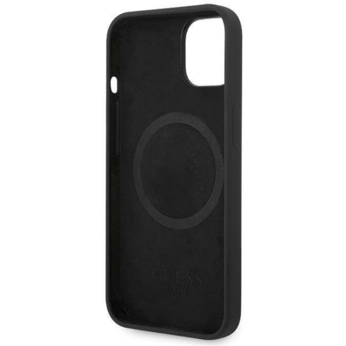 Guess - GUESS iPhone 14 Plus Skal MagSafe Silicone Logo Plate - Svart