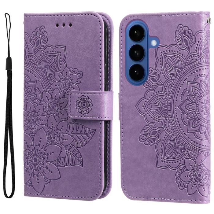 OEM - Samsung Galaxy S26 Plus Plånboksfodral Blommönster Konstläder Ställ - Lila