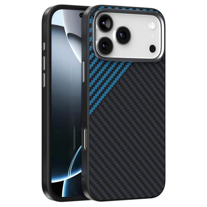 ABEEL - ABEEL iPhone 17 Pro Mobilskal MagSafe Carbon Fiber - Svart / Blå