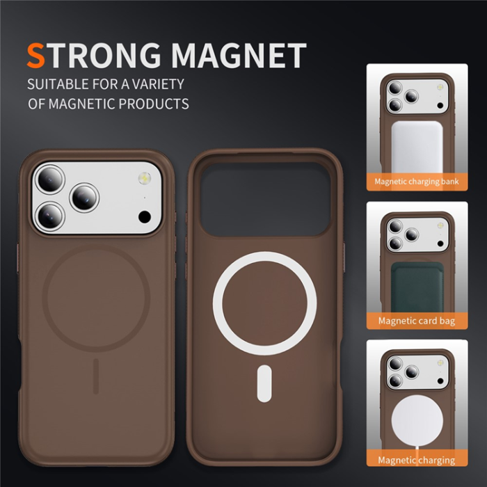 A-One Brand - iPhone 17 Pro Max Mobilskal MagSafe PC + TPU Shockproof - Kaffe