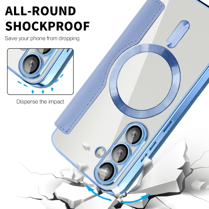 A-One Brand - Galaxy S25 Plus Plånboksfodral MagSafe RFID Blocking - Blå