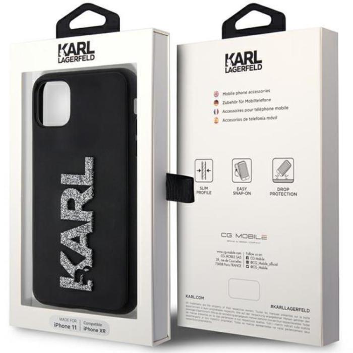 KARL LAGERFELD - Karl Lagerfeld iPhone 11/XR Mobilskal 3D Rubber Glitter Logo - Svart
