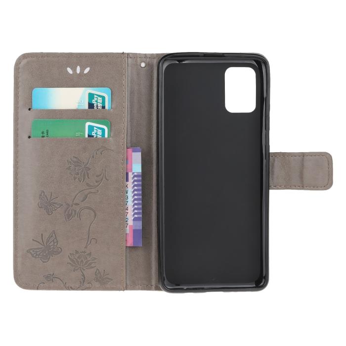 OEM - Butterfly Plånboksfodral Samsung Galaxy A02s - Grå