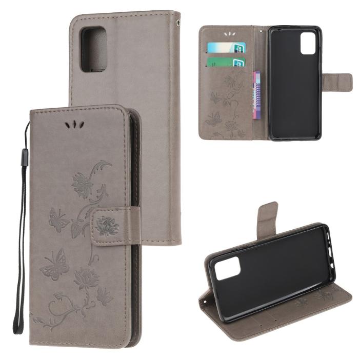 OEM - Butterfly Plånboksfodral Samsung Galaxy A02s - Grå