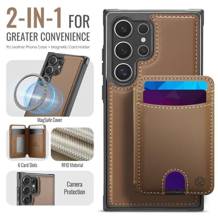 OEM - JEEHOOD Samsung Galaxy S23 Ultra Fodral KonstLäder - Brun