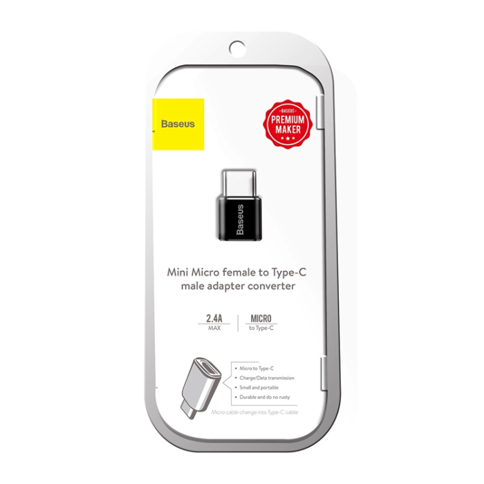 BASEUS - Baseus Mini Micro-USB till USB-C Adapter - Svart