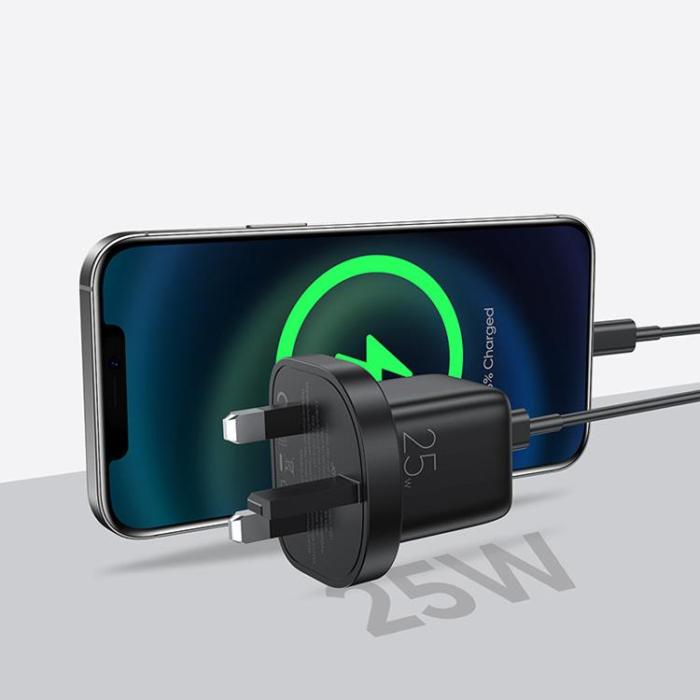 Joyroom - Joyroom UK Väggladdare USB-C 25W Till Typ-C Kabel - Svart