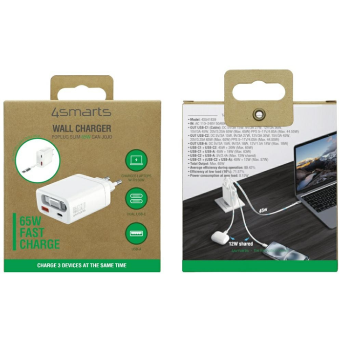 4smarts - 4smarts 65W Väggladdare PDPlug Slim GaN Jojo - Vit