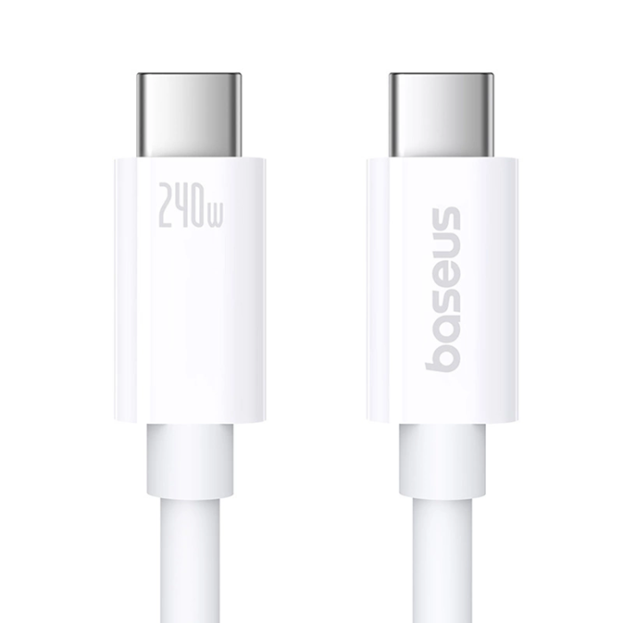 BASEUS - Baseus USB-C till USB-C kabel 240W PD 8K 60Hz 1m - Vit