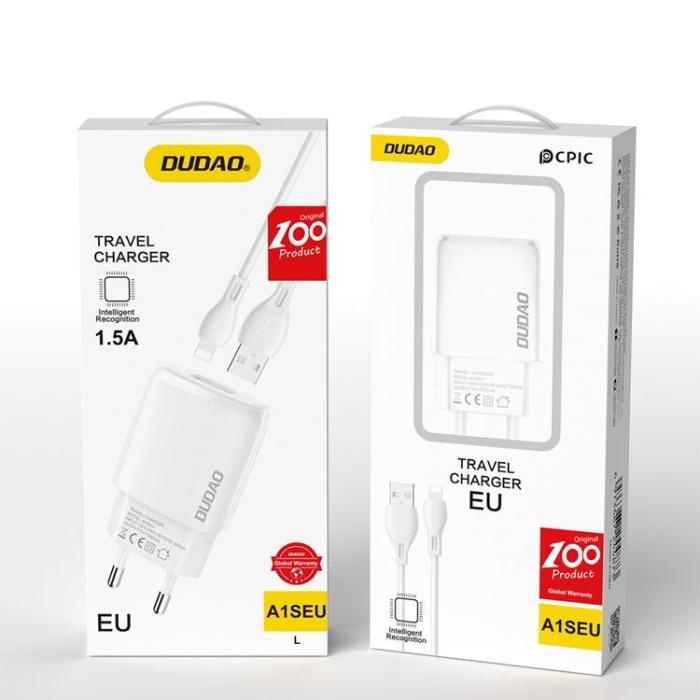 UTGATT5 - Dudao Väggladdare, USB-A Till Lightning kabel - Vit