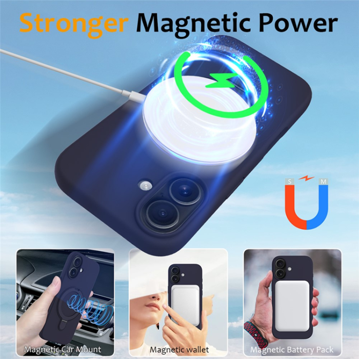 A-One Brand - iPhone 17 Mobiskal MagSafe Kickstand PC + Silikon - Midnattsblå