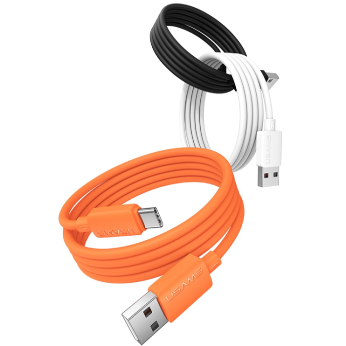 USAMS - USAMS USB-A till USB-C Kabel 3A 1m Silikon U98 - Vit